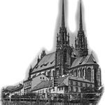 silueta brněnského Petrova v černobílém provedení